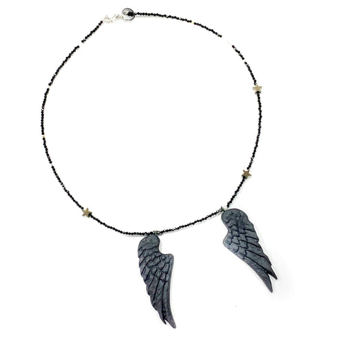 Black porcelain necklace CONSTELATION OF BLACK ANGEL