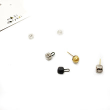 Įkelti vaizdą į galerijos peržiūros priemonę, Black porcelain tranformer earrings SIMPLE LEONARDO silver