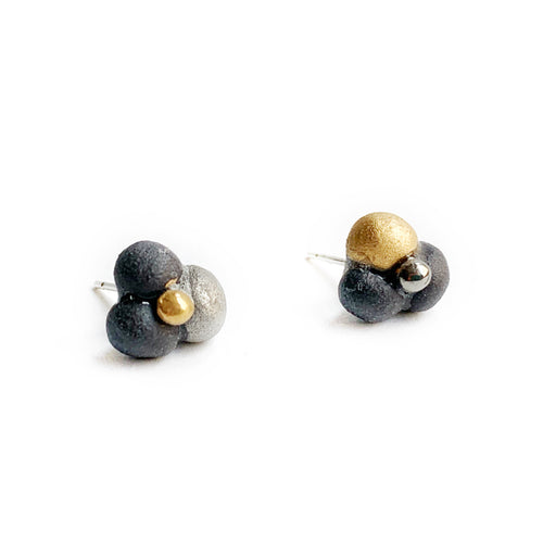 Black porcelain stud earrings 