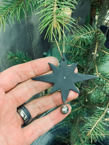Christmas tree decorations made from black porcelain