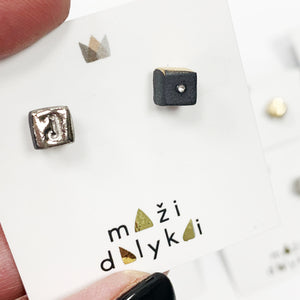 Black porcelain cube earrings WHAT IS YOUR NAME? j