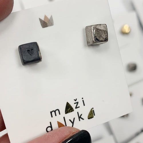 Black porcelain cube earrings WHAT IS YOUR NAME? v